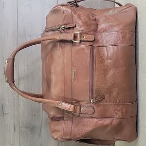 Hidesign Brown Leather Duffel Weekender Travel Shoulder Bag